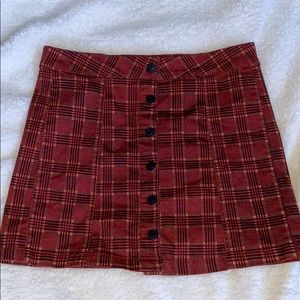 plaid button down skirt